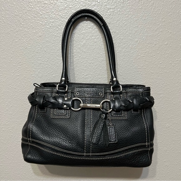 Vintage Coach Hampton Pebbled Leather Satchel Bag Shoulder Tassel - Picture 1 of 8